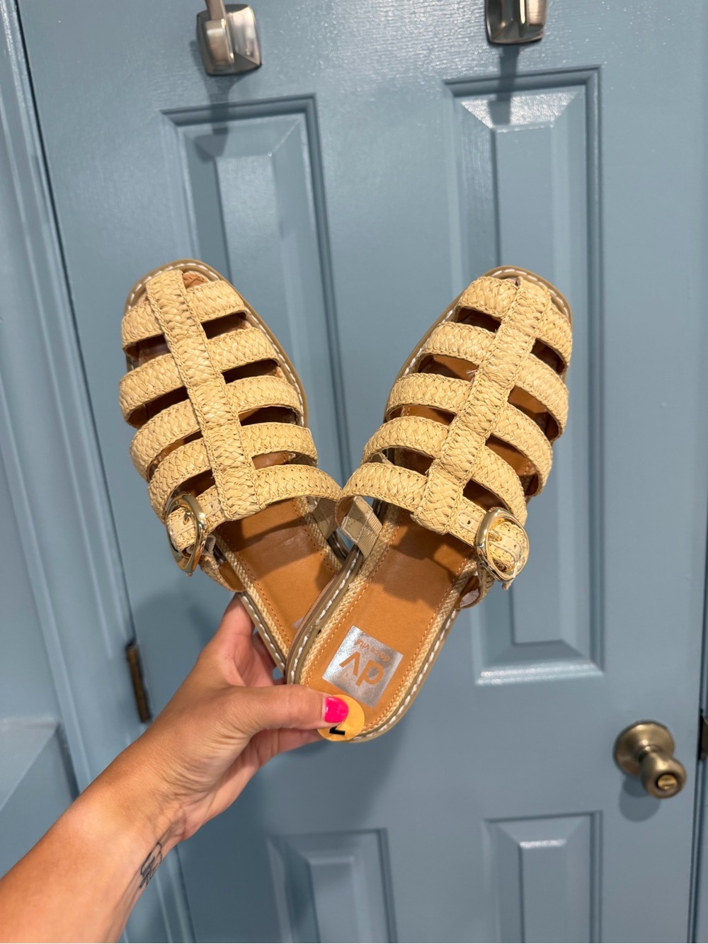 DV by Dolce Vita Beige Woven Buckle Sandals